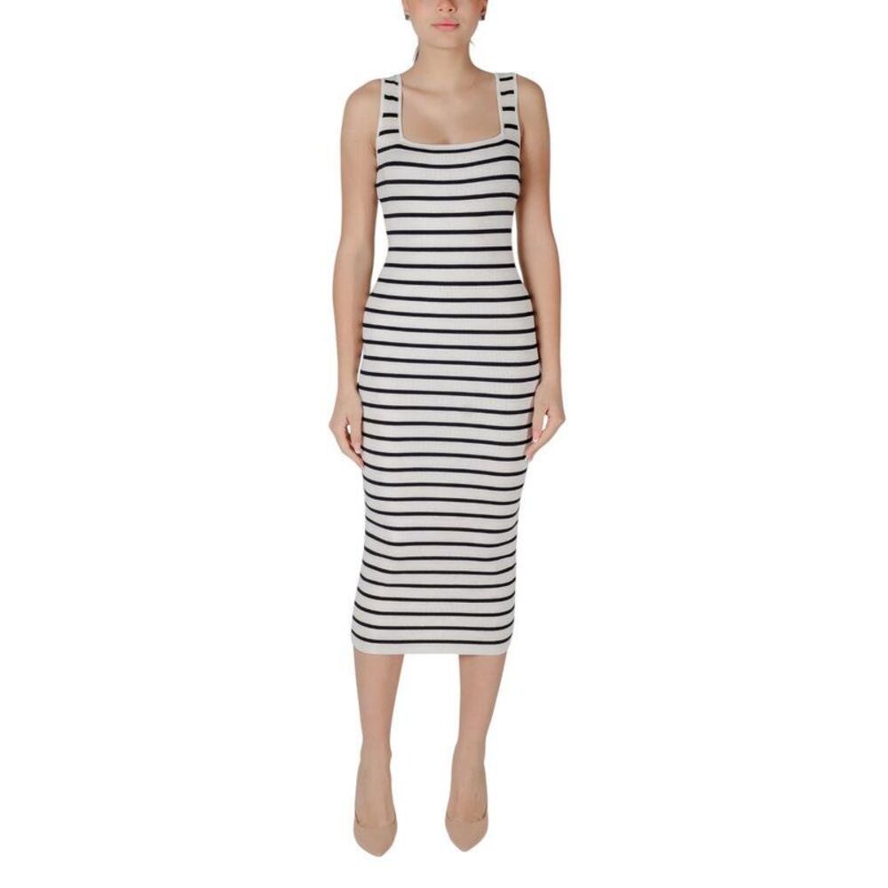 Morgan De Toi Striped Midi Dress Women Beige Dresses